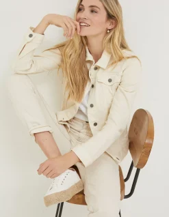 FatFace Tasha Denim Jacket Ecru Outlet