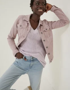 FatFace Tasha Denim Jacket Lavender Discount