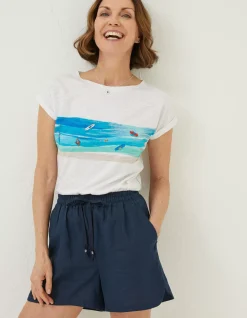 FatFace Tenby Linen Short Navy Outlet