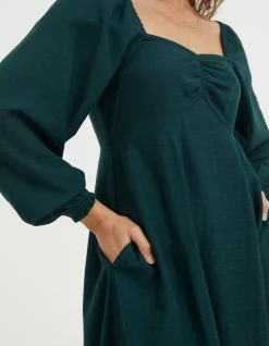 FatFace Tessa Midi Dress Dark Teal Green Hot