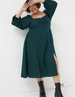 FatFace Tessa Midi Dress Dark Teal Green Hot
