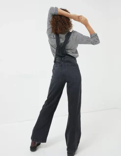 FatFace Tetbury Wide Leg Dungarees Black