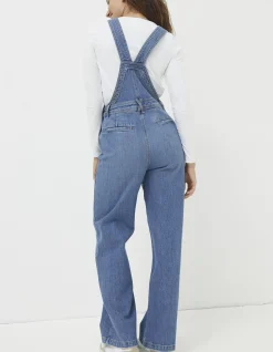 FatFace Tetbury Wide Leg Dungarees Mid Blue New