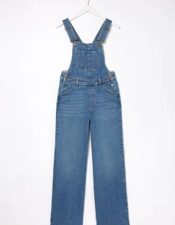 FatFace Tetbury Wide Leg Dungarees Mid Blue New