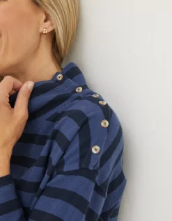 FatFace Thayer Funnel Stripe Sweatshirt Washed Blue Hot