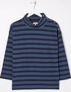 FatFace Thayer Funnel Stripe Sweatshirt Washed Blue Hot