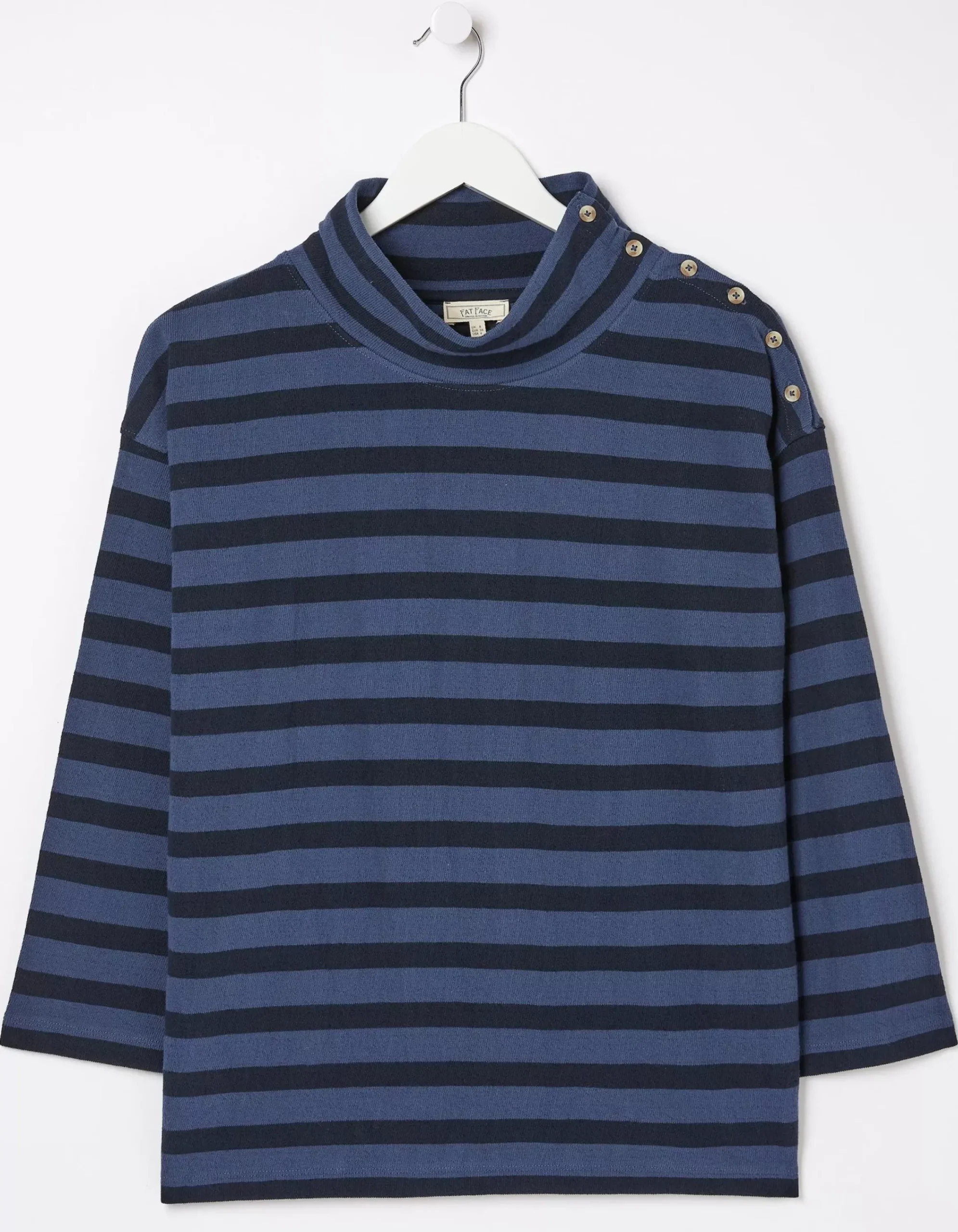 FatFace Thayer Funnel Stripe Sweatshirt Washed Blue Hot