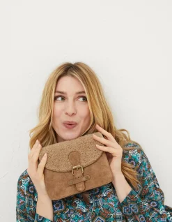 FatFace The Avery Shearling Crossbody Bag Natural Online