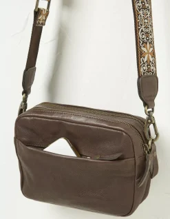 FatFace The Oslo Camera Bag Ornate Strap Chocolate Brown New
