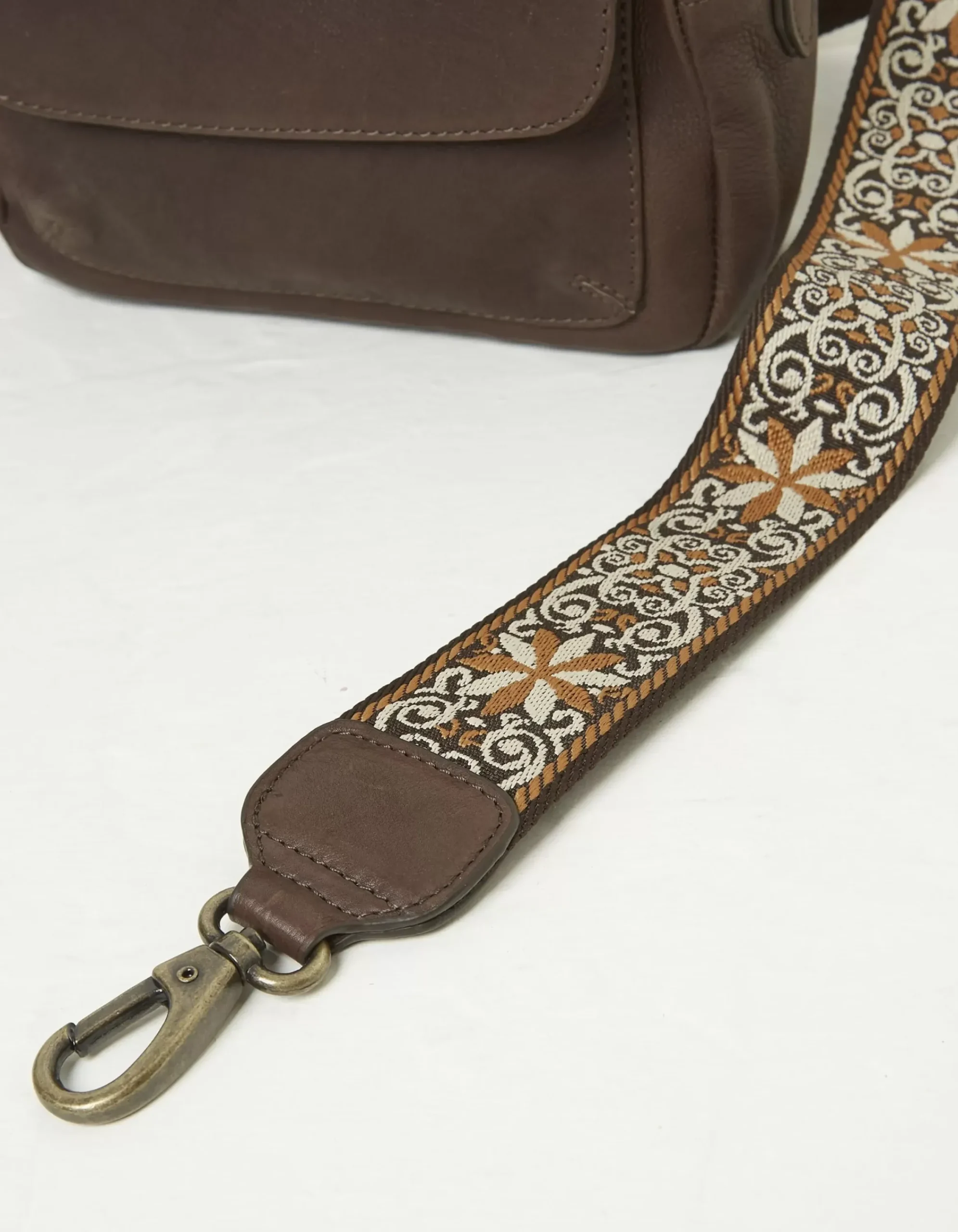 FatFace The Oslo Camera Bag Ornate Strap Chocolate Brown New