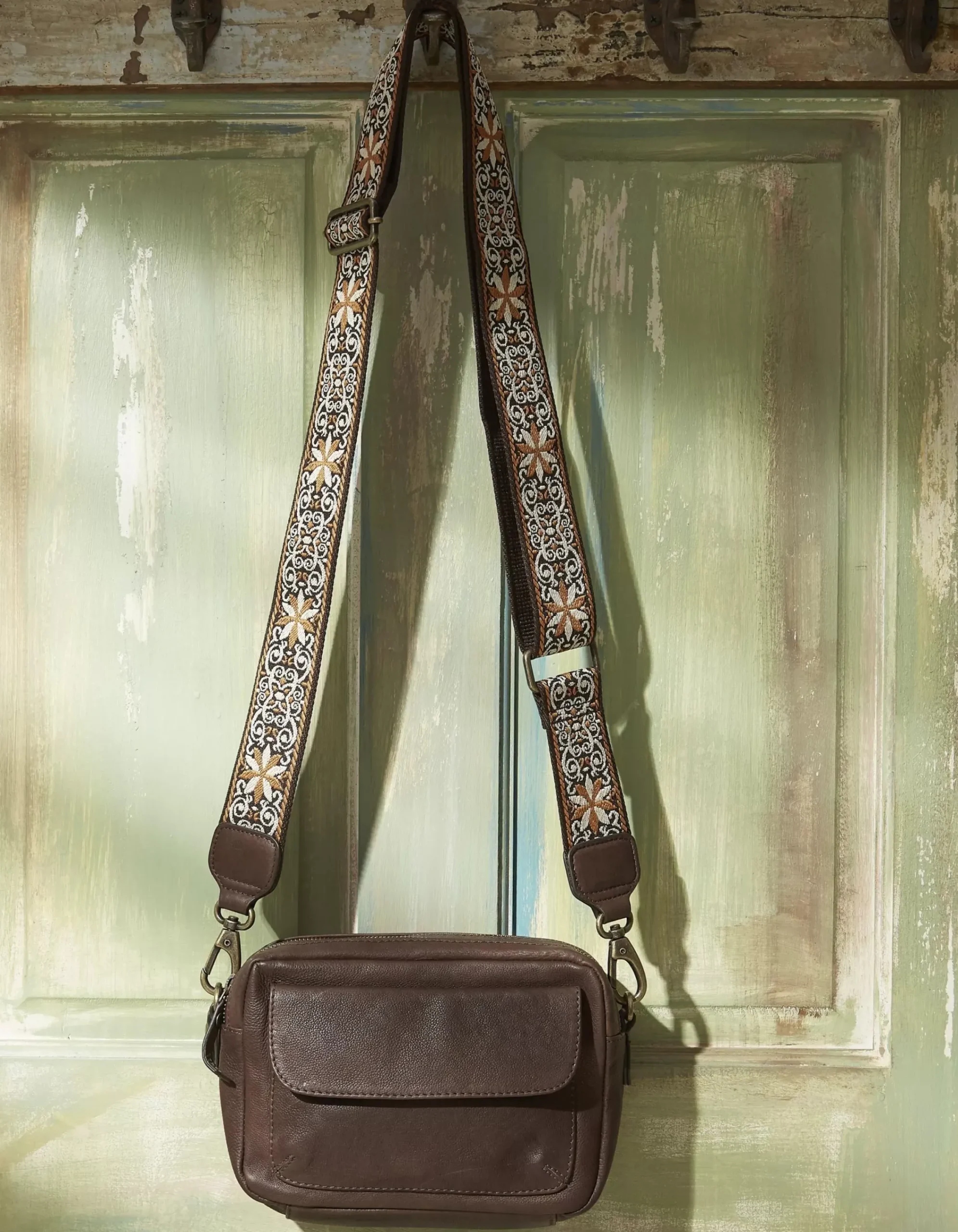 FatFace The Oslo Camera Bag Ornate Strap Chocolate Brown New