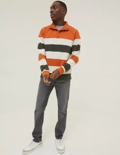 FatFace Thorpe Rugby Stripe Half Neck Orange Best