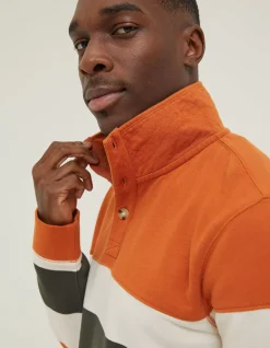 FatFace Thorpe Rugby Stripe Half Neck Orange Best