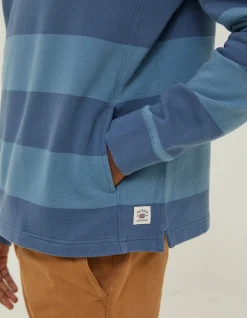 FatFace Thorpe Rugby Stripe Half Neck Blue Clearance