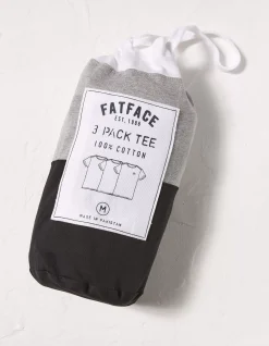 FatFace Three Pack Crew Neck T-Shirts Charcoal Grey Clearance