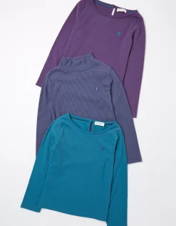 FatFace Three Pack Long Sleeve T-Shirts Teal Green Hot
