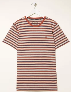 FatFace Three Pack Stripe T-Shirts Rust Red New