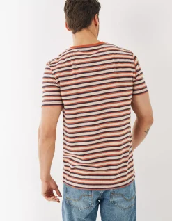 FatFace Three Pack Stripe T-Shirts Rust Red New
