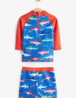 FatFace Three Piece Shark Swim Set Blue Best