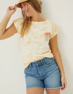 FatFace Tie Dye Happiness T-Shirt Ivory