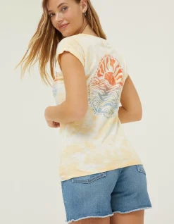 FatFace Tie Dye Happiness T-Shirt Ivory