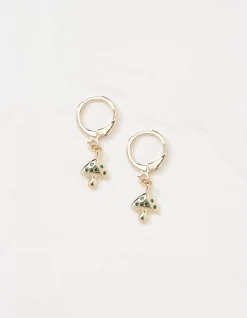 FatFace Toadstool Drop Earrings Gold Clearance