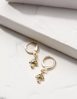 FatFace Toadstool Drop Earrings Gold Clearance