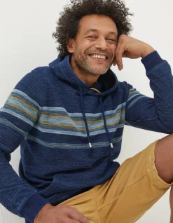 FatFace Trescowe Indigo Stripe Hoodie Indigo Blue