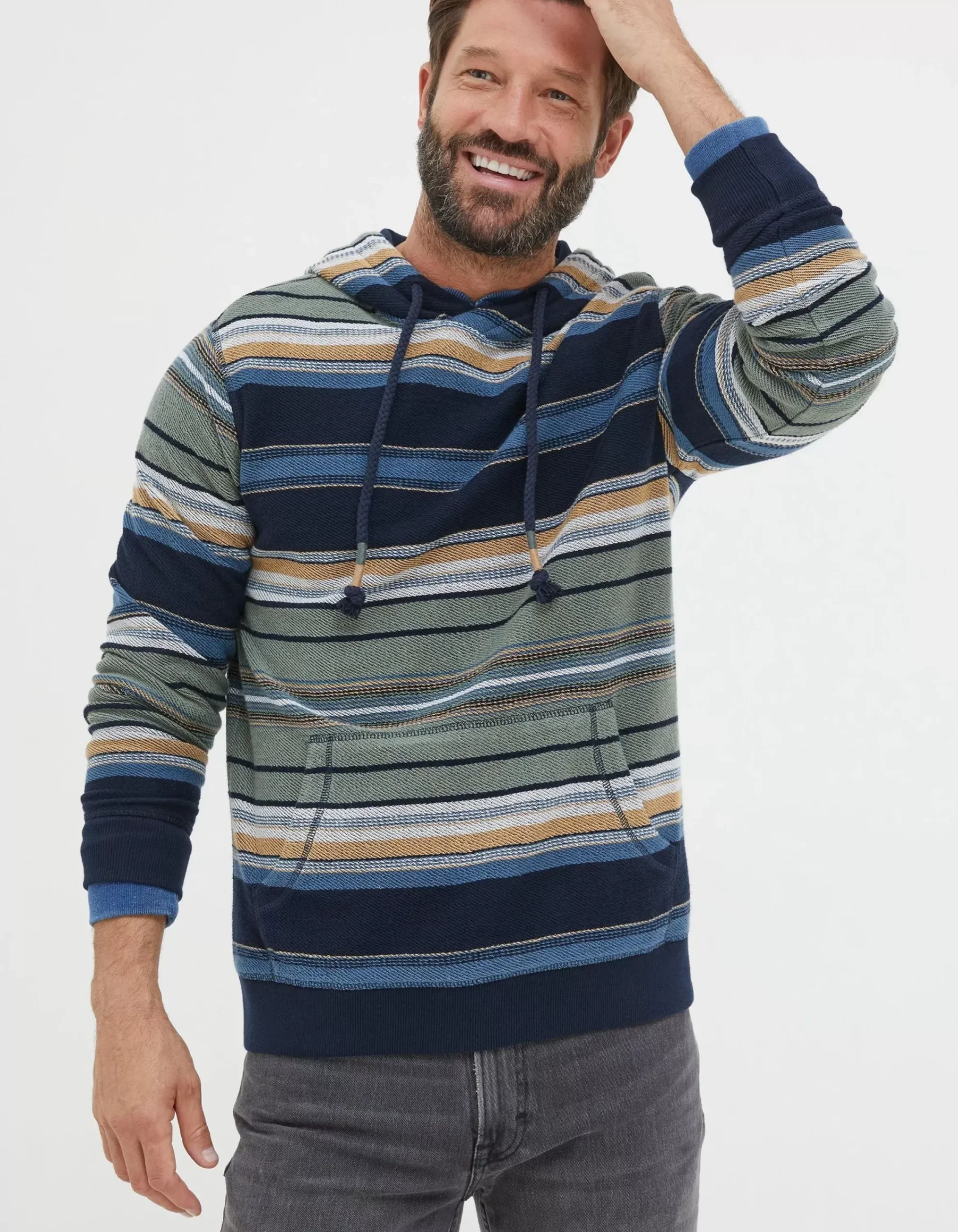FatFace Trescowe Overhead Hoodie Blue Clearance
