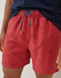 FatFace Trevose Giraffe Swim Shorts Washed Red Best
