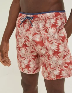 FatFace Trevose Leaf Print Swim Shorts Rust Red Online