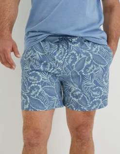 FatFace Trevose Palm Print Swim Shorts Washed Blue Discount
