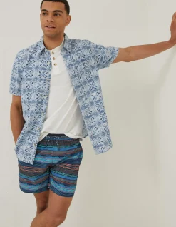FatFace Trevose Scribble Swim Shorts Navy Sale