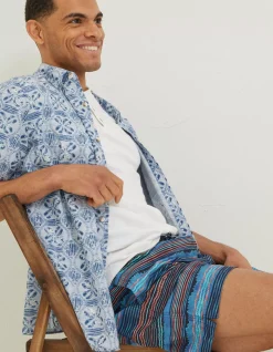 FatFace Trevose Scribble Swim Shorts Navy Sale