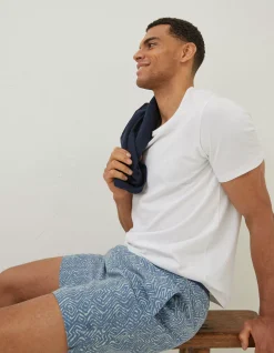 FatFace Trevose Tile Print Swim Shorts Washed Blue Hot