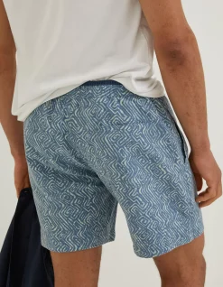 FatFace Trevose Tile Print Swim Shorts Washed Blue Hot