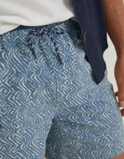 FatFace Trevose Tile Print Swim Shorts Washed Blue Hot