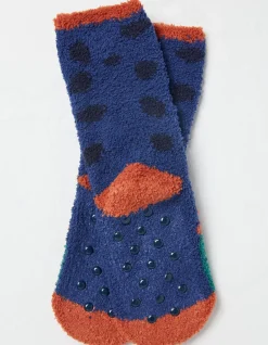 FatFace Triceratops Fluffy Socks Cobalt Blue Best