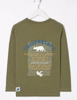 FatFace Triceratops Jersey T-Shirt Khaki Green New