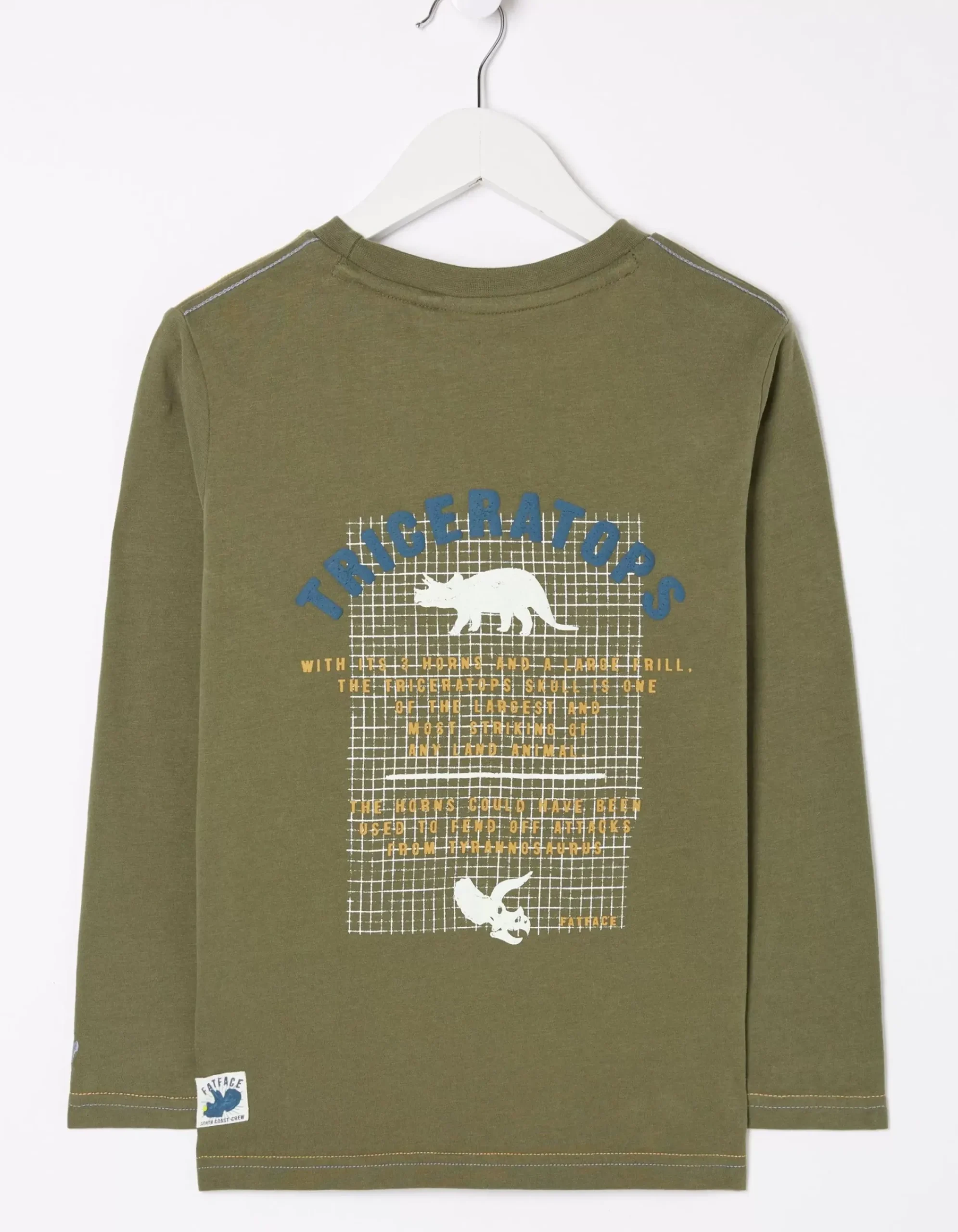 FatFace Triceratops Jersey T-Shirt Khaki Green New