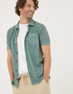 FatFace Truro Jersey Shirt Teal Green Sale
