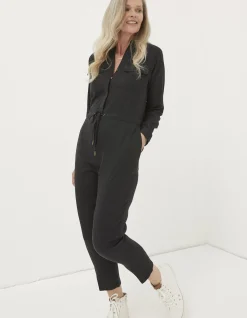 FatFace Una Long Sleeve Utility Jumpsuit Black Sale