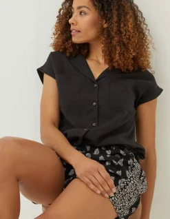 FatFace Val Linen Blend Shirt Black Best