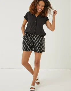 FatFace Val Linen Blend Shirt Black Best