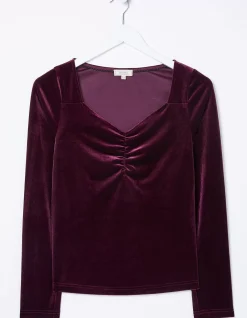 FatFace Valerie Velvet Top Plum Clearance