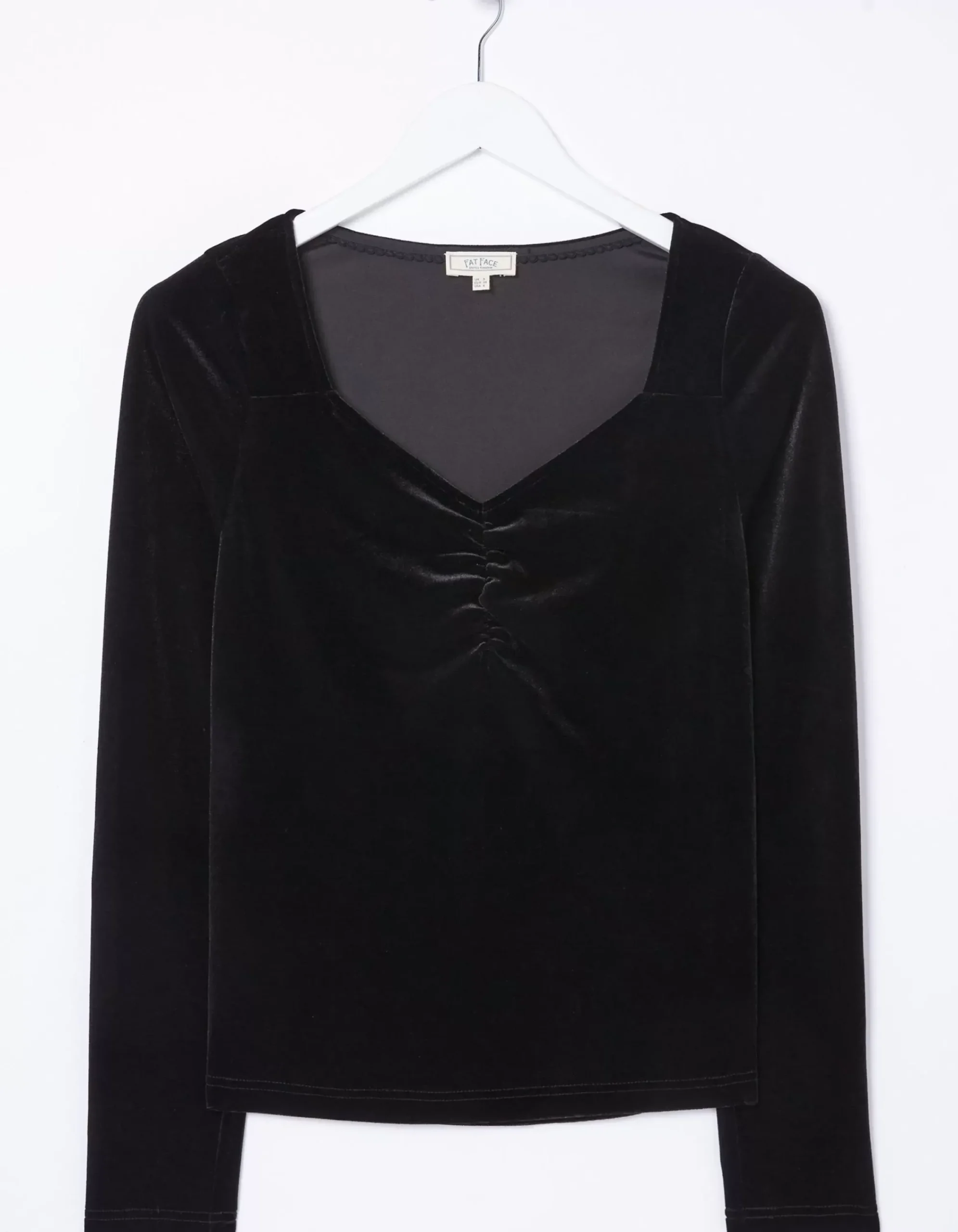 FatFace Valerie Velvet Top Black