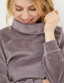 FatFace Verity Velvet Funnel Top Washed Purple Clearance