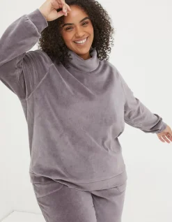 FatFace Verity Velvet Funnel Top Washed Purple Clearance