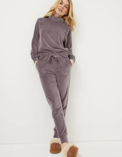 FatFace Verity Velvet Jogger Washed Purple Outlet