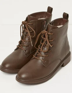 FatFace Vivi Lace Up Ankle Boots Chocolate Brown Online